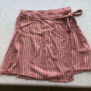 American Eagle Wrap Tie Pink Striped Skirt